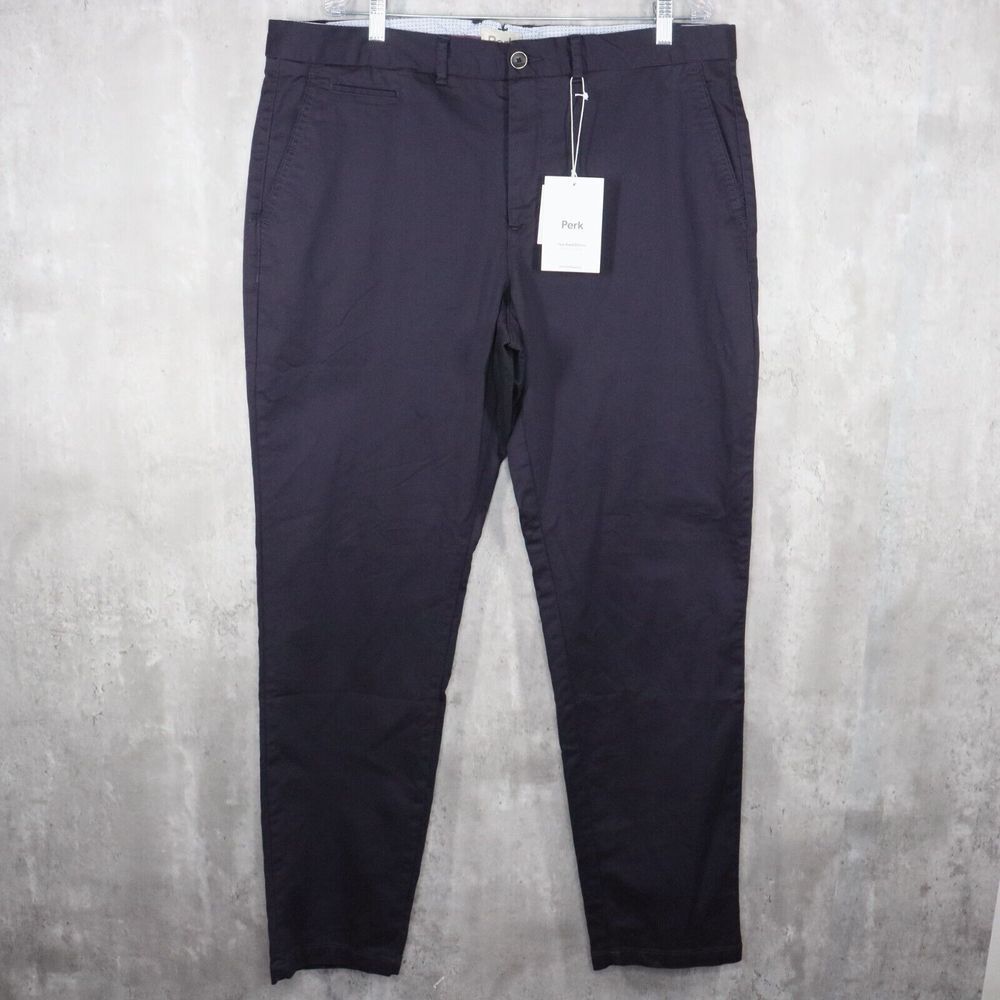 Perk Feel‎ Good Chinos Mens Size 40x32 Navy Blue Slim Fit Stretch Office NWT